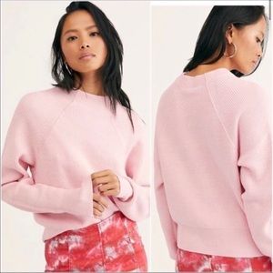 Free People Pink Too Good Pullover Size Small Mock Neck